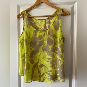 Lightweight sheer tank top. Yellow and lavender.